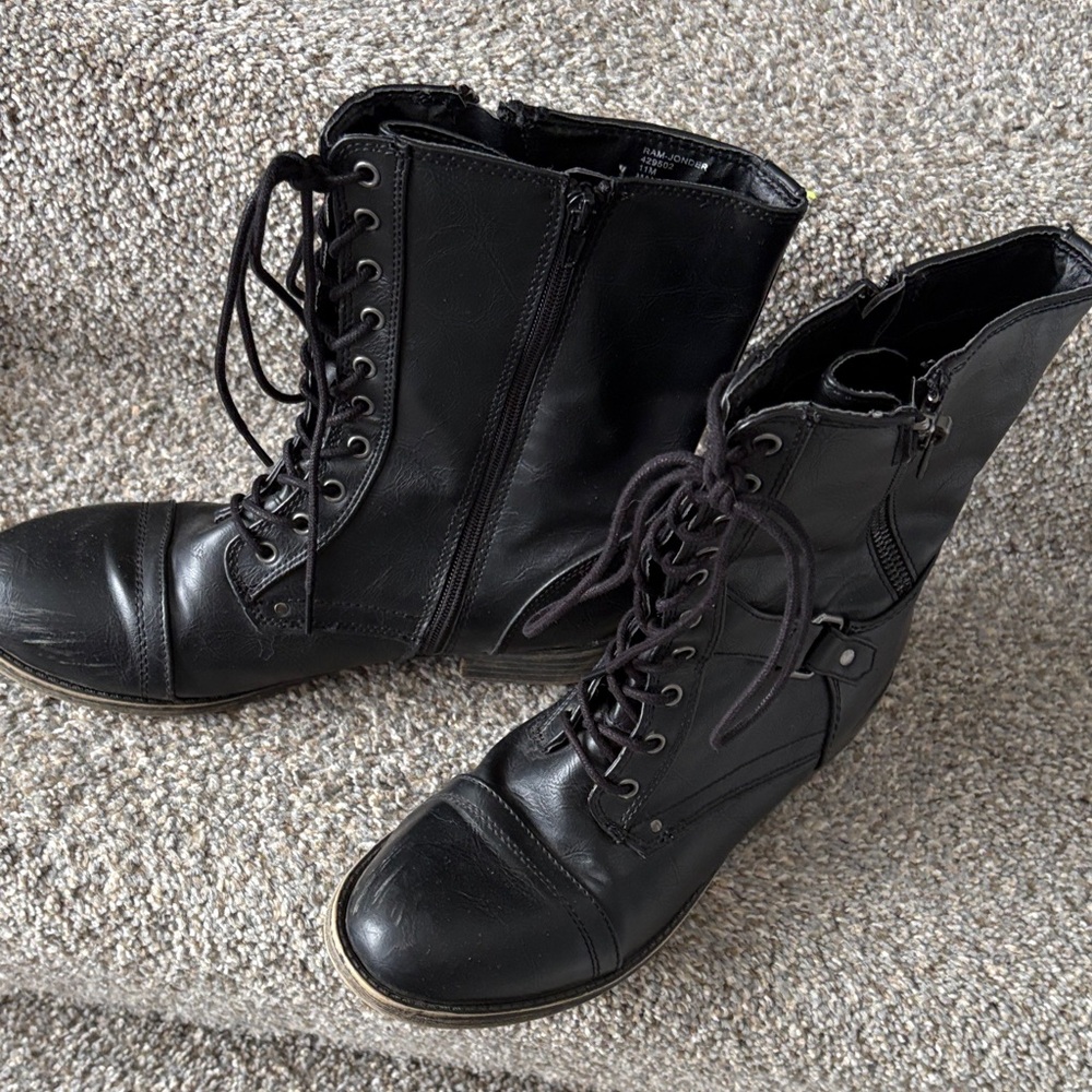 Black Lace-Up Combat Boots